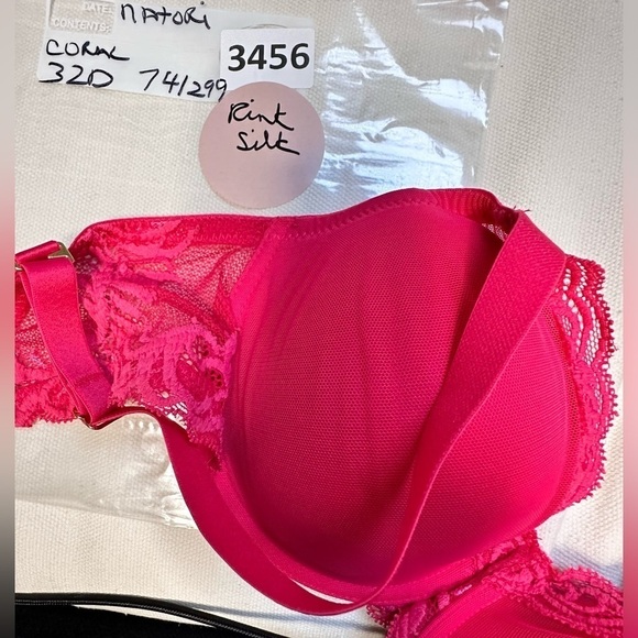 BRA NATORI 32D 741299 Coral underwire lightly padded lace 3456 PS - Picture 3 of 10
